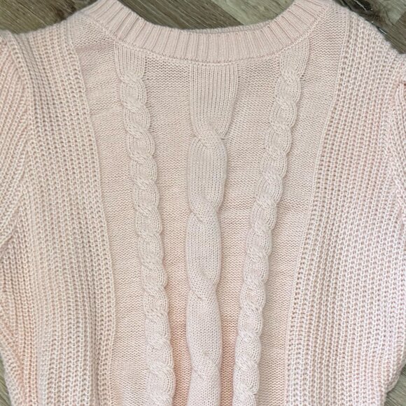 Cable Knit Sweater | Puff Sleeve Cropped Fit Size L - Picture 5 of 8